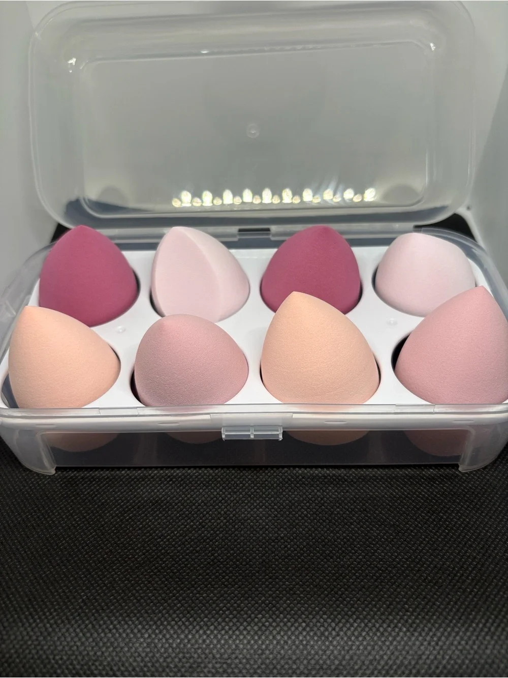 Set of Pink and Peach Makeup Sponges with Storage Case